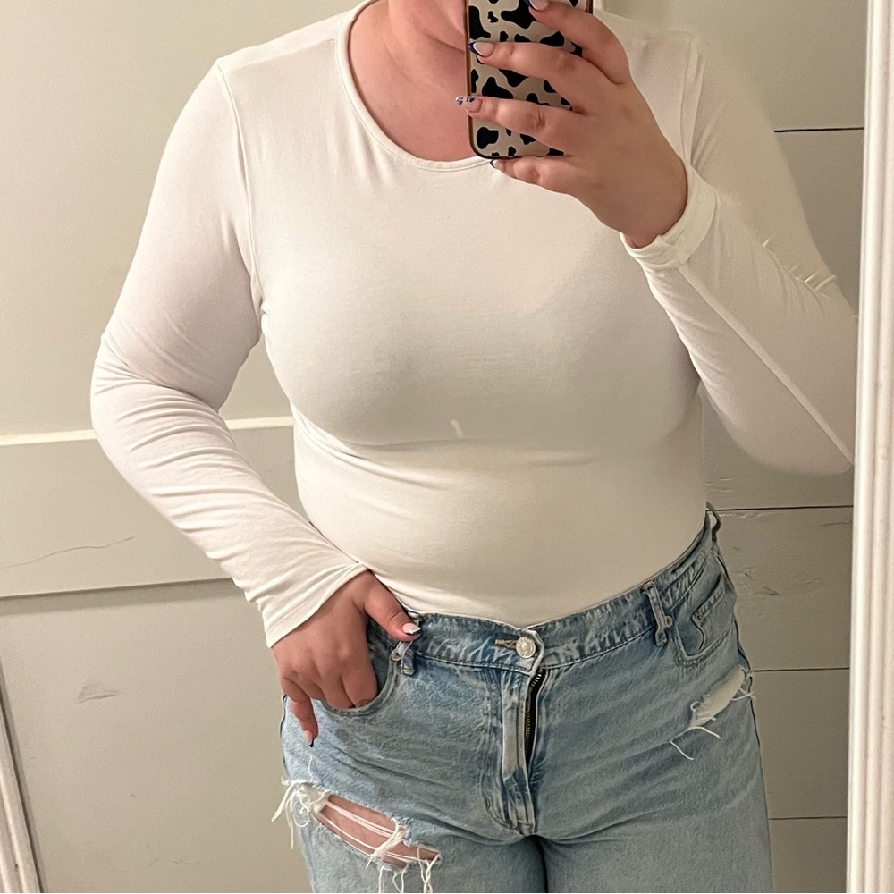 While Long Sleeve Body Suit